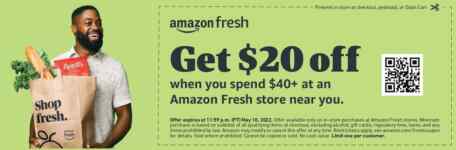 Amazon Fresh coupon code: Get $20 off a $40+ in-store purchase