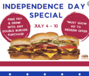 A&W Restaurants Independence Day Special: FREE fries and drink with any double burger purchase
