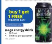 Lidl BOGO deals: Buy One Get One FREE Mega Energy drink