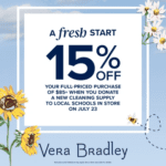 Vera Bradley: Get extra 15% off if you donate a cleaning school item