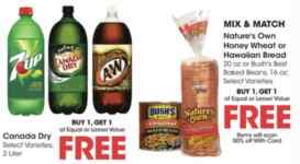 Kroger BOGO FREE deals: Buy One Get One FREE Nature’s Own bread, Canada Dry and more