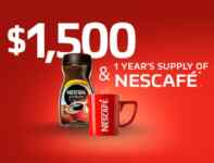 Nescafé Clásico Sweepstakes: Win 1 of 20 prizes of $1,500 + a 1 year’s supply of Necafé at nescafeclasico.com