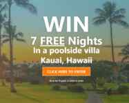 Private Vacations Sweepstakes: Win 7 free Nights in a poolside villa Kauai, Hawaii at privatevacationshawaii.com
