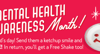 Johnny Rockets Send a Smile Mental Health Awareness Promo: FREE milkshake coupon code for you and a friend