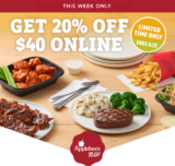 Applebee’s Grill & Bar coupon code: Get 20% off a $40+ order