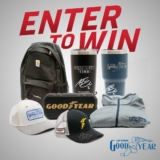 Win a Goodyear and Discount Tire prize bundle including a hat and tumblers signed by Austin Cindric and Ryan Blaney