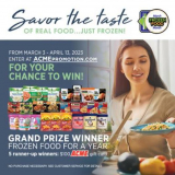 ACME March Frozen Food Month Sweepstakes 2023: Win $2,600 in ACME gift cards and more at ACMEpromotion.com