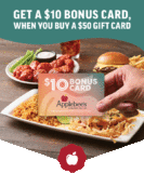 Applebee’s Mother’s Day offer: Buy $50 in gift cards Get a $10 bonus card