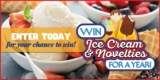 Ice Cream for a Year Giveaway 2023: Win 1 of 12 prizes of free ice cream & novelties for a year