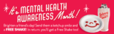 Johnny Rockets Send a Smile Mental Health Awareness Promo: FREE milkshake coupon code for you and a friend