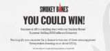 Smokey Bones Giveaway: Win BBQ bundles valued at up to $1,950 at smokeybonesgiveaway.com